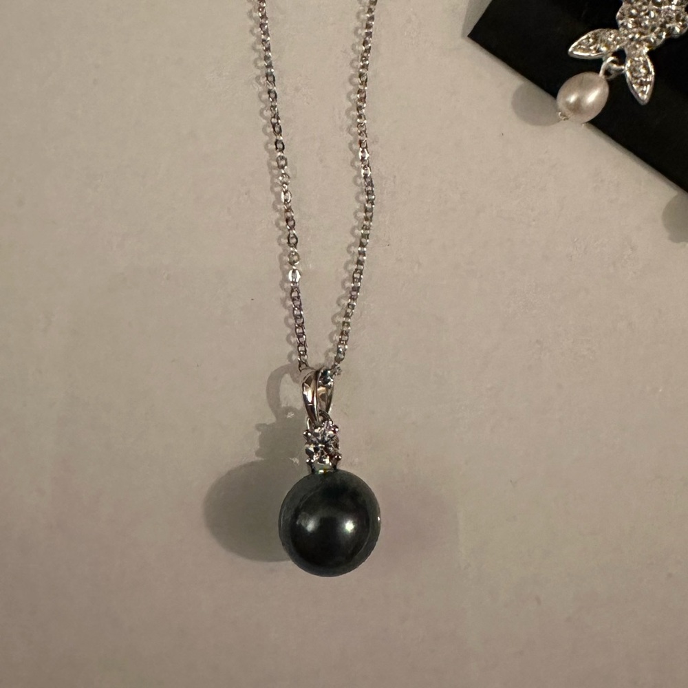 Tahitian Black Pearl Sterling Silver Necklace